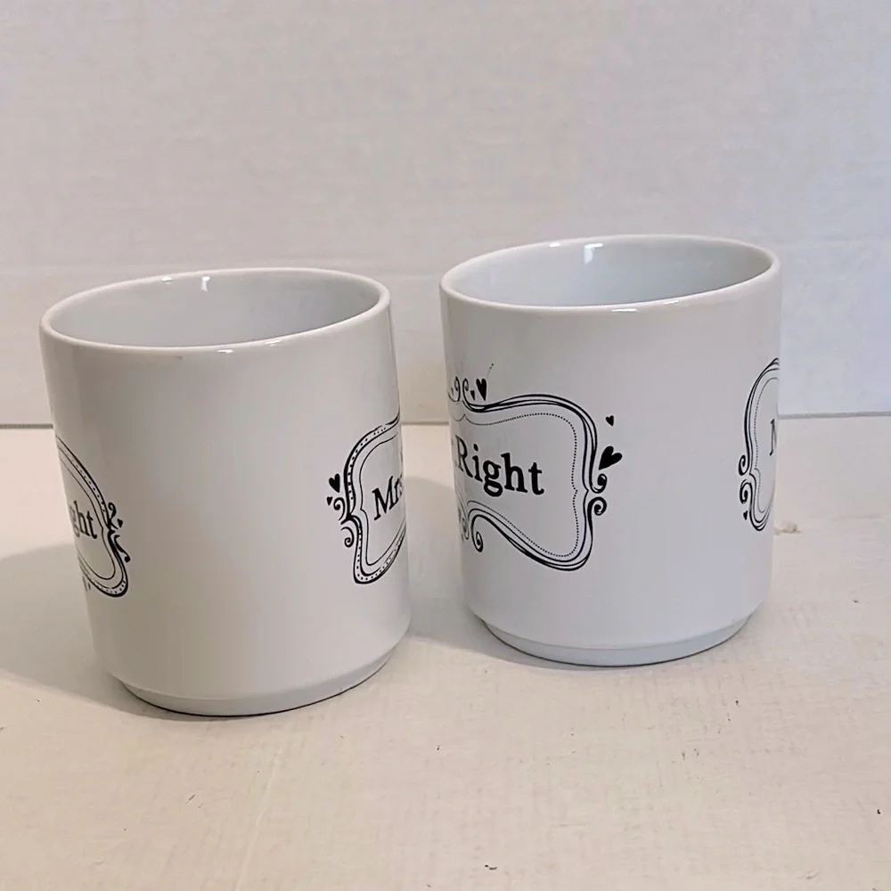 Pier 1 Mug Set Mr. Right Mrs. Always Right 14oz